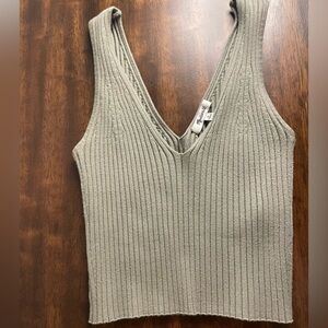 Sage Green Madewell Ribbed Crop Top, Size Medium